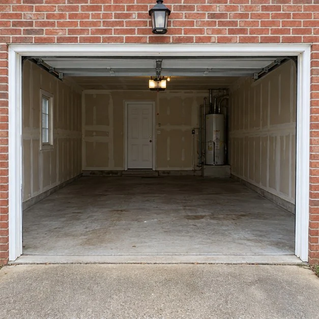 After: illustrative empty garage